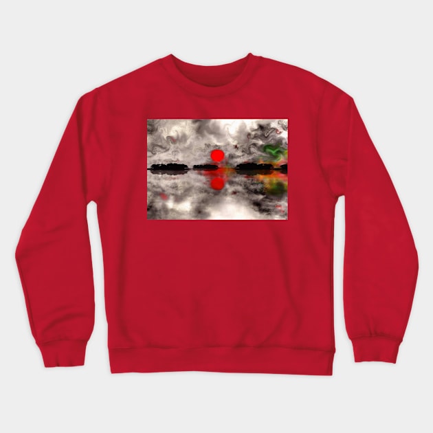 Red sunset abstract painting Crewneck Sweatshirt by rolffimages